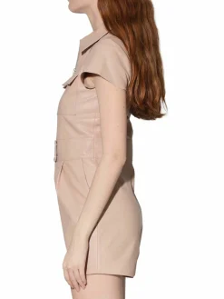 Women Walter Baker Evelyn Lambskin Leather Pleated Romper