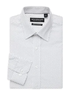 Nick Graham Dress Shirts|Everywhere Stretch Modern Fit Polka Dot Sport Shirt