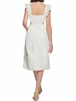 Women Kensie Eyelet Embroidered Midi A Line Dress