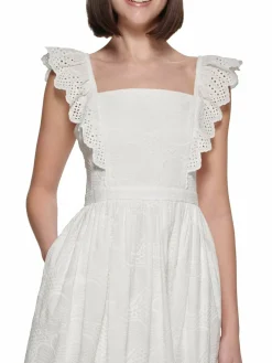 Women Kensie Eyelet Embroidered Midi A Line Dress