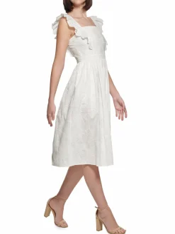 Women Kensie Eyelet Embroidered Midi A Line Dress
