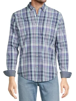 Tailor Vintage Casual Button-Down Shirts|Fast Dry Performance Stretch Check Shirt Blue