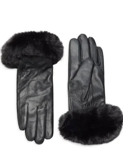 Surell Gloves|Faux Fur Cuff Leather Gloves