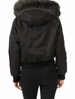 Women BELLE FARE Faux Fur Hooded Crop Jacket