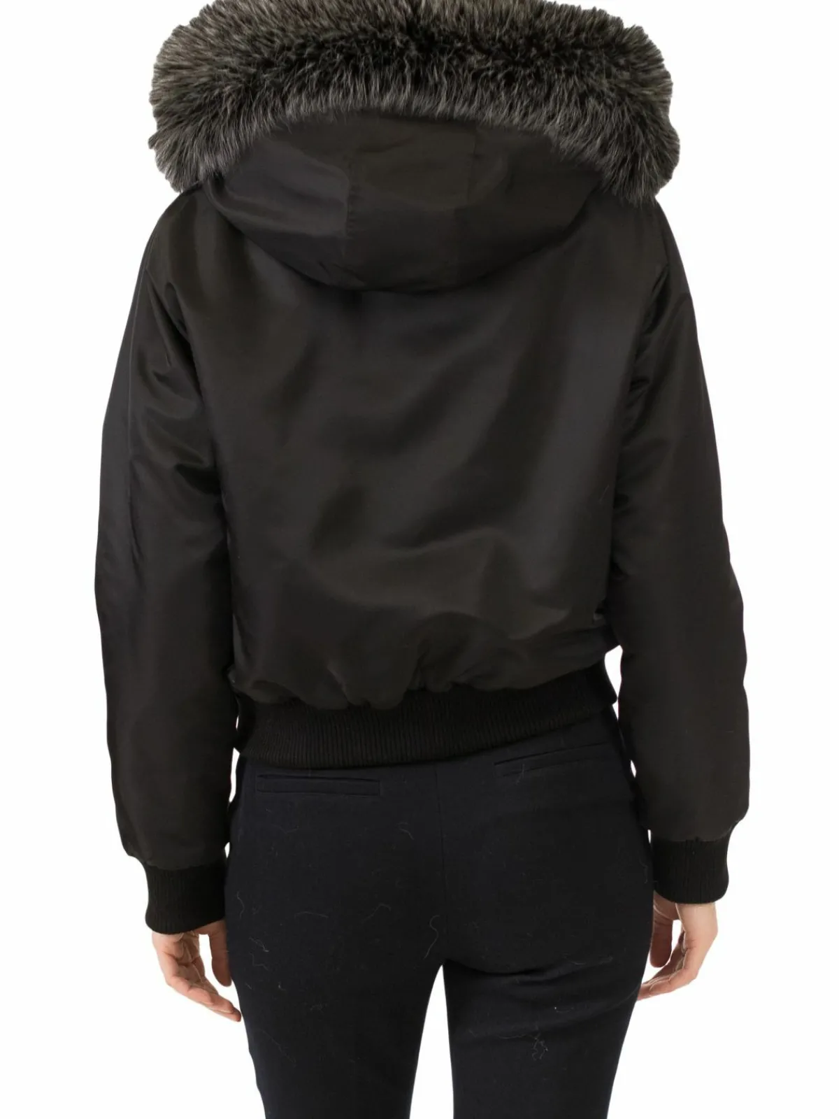 Women BELLE FARE Faux Fur Hooded Crop Jacket