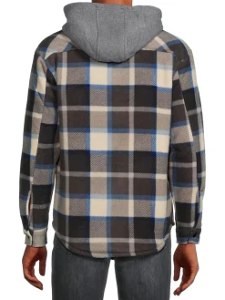 Matix Coats & Jackets|Faux Fur Lined Hooded Plaid Flannel Shacket Vanilla Multi