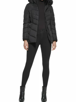 Women Guess Faux Fur Lined Hooded Puffer Jacket