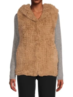 BELLE FARE Wraps & Capes|Faux Fur Sleeveless Vest Camel