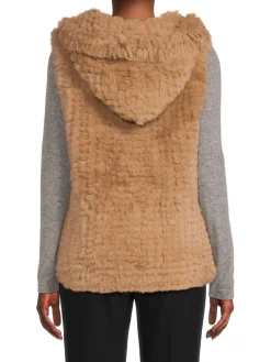 BELLE FARE Wraps & Capes|Faux Fur Sleeveless Vest Camel