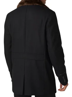 Karl Lagerfeld Paris Coats & Jackets|Faux Fur-Collar & Wool-Blend Peacoat