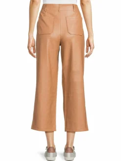Women Avec Les Filles Faux Leather Cropped Flared Pants