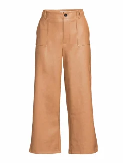 Women Avec Les Filles Faux Leather Cropped Flared Pants