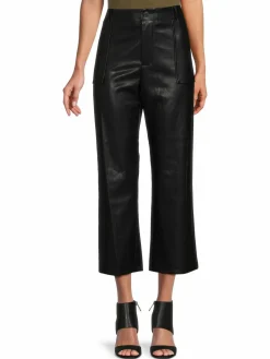 Women Saks Fifth Avenue Faux Leather Cropped Pants