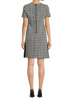 Women Ellen Tracy Faux Leather Jaquard Shift Dress