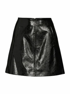 Women DKNY Faux Leather Mini A Line Skirt