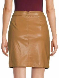 Women Calvin Klein Faux Leather Mini Wrap Skirt
