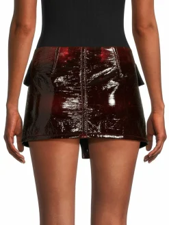 Women LaQuan Smith Faux Leather Moto Mini Skirt