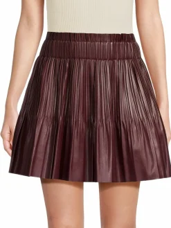 Women Avec Les Filles Faux Leather Pleated Mini Skirt