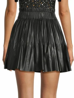 Women Avec Les Filles Faux Leather Pleated Mini Skirt