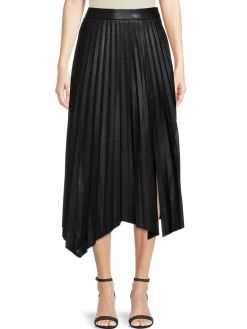Women Elie Tahari Faux Leather Pleated Skirt