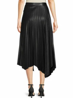 Women Elie Tahari Faux Leather Pleated Skirt