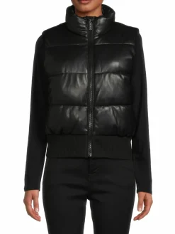 Women Calvin Klein Faux Leather Puffer Vest