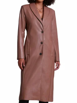 Women Avec Les Filles Faux Leather Trench Coat