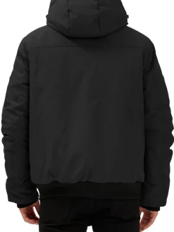 Point Zero by Maurice Benisti Coats & Jackets|Faux Shearling Hooded Bomber Jacket Black