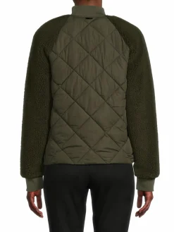 Women Andrew Marc Sport Faux Shearling Sleeve Quilted Jacket