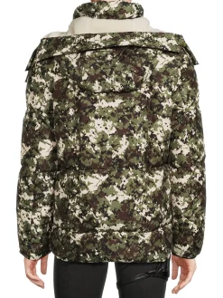 Moncler Coats & Jackets|Faux Shearling Trim Down Jacket Camo