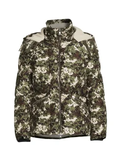 Moncler Coats & Jackets|Faux Shearling Trim Down Jacket Camo