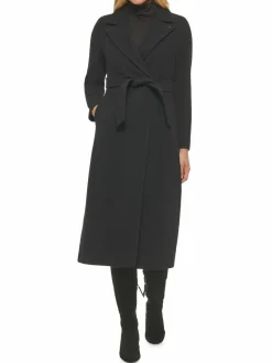 Women Calvin Klein Faux Wool Belted Wrap Coat