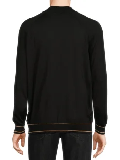 BOSS Sweaters|Favino Two Tone Virgin Wool Blend Sweater Black