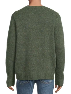 Vince Sweaters|Fein Merino Wool Blend Crewneck Sweater Olive