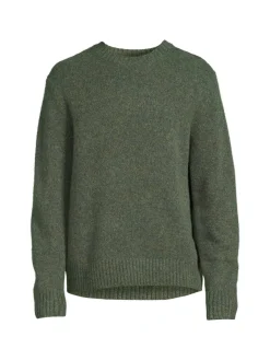 Vince Sweaters|Fein Merino Wool Blend Crewneck Sweater Olive
