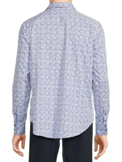 Robert Graham Casual Button-Down Shirts|Felton Classic Fit Abstract Sport Shirt Blue