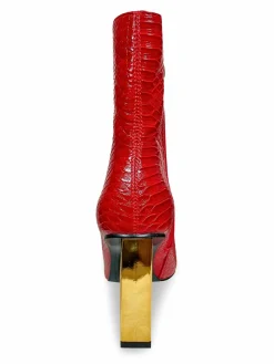 Ninety Union Fire Sculpture Wedge Snake-Embossed Ankle Boots