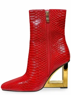 Ninety Union Fire Sculpture Wedge Snake-Embossed Ankle Boots