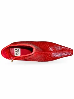 Ninety Union Fire Sculpture Wedge Snake-Embossed Ankle Boots