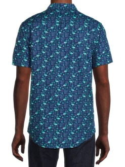 Heritage Report Collection Casual Button-Down Shirts|Flamingo Print Shirt Navy