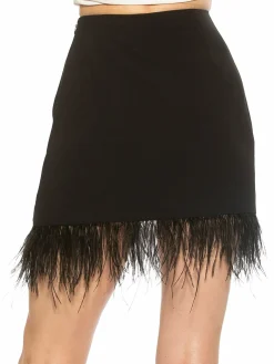 Women Alexia Admor Flora Ostrich Feather Mini Skirt