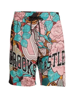 Crooks & Castles Shorts|Floral Basketball Shorts Pink