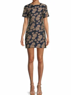 Women English Factory Floral Brocade Mini Dress