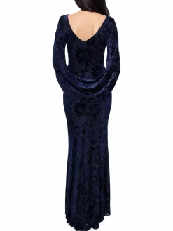 Women Betsy & Adam Floral Burnout Velvet Cape Gown