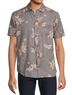BUFFALO David Bitton Casual Button-Down Shirts|Floral Button Down Shirt Charcoal