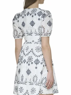 Women Kensie Floral Eyelet Puff Sleeve Mini Dress