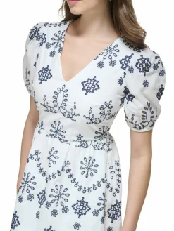 Women Kensie Floral Eyelet Puff Sleeve Mini Dress