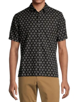Vince Linen|Floral Linen Blend Button Down Shirt Coastal Blue