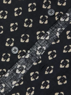Vince Linen|Floral Linen Blend Button Down Shirt Coastal Blue