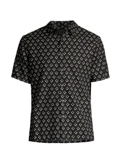 Vince Linen|Floral Linen Blend Button Down Shirt Coastal Blue